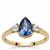 Ceylon Blue Sapphire Ring with White Zircon in 9K Gold 1.60cts