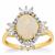 Ethiopian Opal Ring with White Zircon in 9K Gold 2.15cts