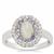 Rainbow Moonstone, Tanzanite Ring with White Zircon in Sterling Silver 1.60cts