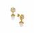 Freshwater Cultured Pearl Earrings with White Zircon in Gold Plated Sterling Silver (6 to 9mm)