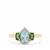 Santa Maria Aquamarine, Blue Green Tourmaline Ring with White Zircon in 9K Gold 1ct