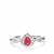 Montepuez Ruby Ring with White Zircon in Sterling Silver 0.57ct