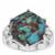 Egyptian Turquoise Ring with White Zircon in Sterling Silver 7.78cts