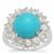 Sleeping Beauty Turquoise Ring with White Zircon in Sterling Silver 7.60cts