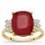 Malagasy Ruby Ring with White Zircon in 9K Gold 7.55cts
