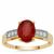 Malagasy Ruby Ring with White Zircon in 9K Gold 2.95cts