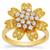 Ombre Floral Fiore Yellow, Orange Sapphire Ring with White Topaz in Gold Plated Sterling Silver 1.25cts