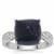 Sugarloaf Cut Bharat Sapphire Ring with White Zircon in Sterling Silver 9.20cts