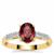 Nigerian Rubellite Ring with White Zircon in 9K Gold 1.35cts