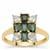 Blue Green Tourmaline Ring with White Zircon in 9K Gold 2cts
