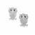 Blue, White Diamond Owl Earrings in Sterling Silver 0.36ct