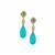Amazonite, Green Agate Earrings with White Topaz in Gold Tone Sterling Silver 5.10cts
