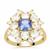 AAA Tanzanite Ring with White Zircon in 9K Gold 4.80cts
