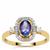 AA+ Tanzanite Ring with White Zircon in 9K Gold 1cts