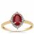 Burmese Ruby Ring with White Zircon in 9K Gold 1ct