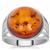 Baltic Cognac Amber Ring  in Sterling Silver (14mm)