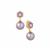Purple Empress Pearls , Amethyst & White Topaz Gold Tone Sterling Silver Earrings