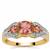 Lotus Tourmaline Ring with White Zircon in 9K Gold 1.30cts