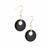 Black Agate Earrings with Kaori Cultured Pearl in Gold Tone Sterling Silver