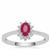 Kenyan Ruby Ring with White Zircon in Sterling Silver 0.80ct