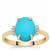 Sleeping Beauty Turquoise Ring with White Zircon in 9K Gold 2.10cts