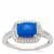 Ceruleite Ring with White Zircon in Sterling Silver 1.60cts
