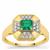 Panjshir Emerald Ring with White Zircon in 9K Gold 0.85ct