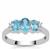 Swiss Blue Topaz Ring with White Zircon in Sterling Silver 1.20cts