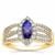 AAA Tanzanite Ring with White Zircon in 9K Gold 1.30cts