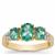 Green Apatite Ring with White Zircon in 9K Gold 1.65cts
