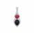 Madagascan Blue Sapphire Pendant with Kenyan Ruby in Sterling Silver 3cts