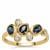 Diego Suarez Blue Sapphire Ring with White Zircon in 9K Gold 1cts