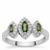 Chrome Tourmaline Ring with White Zircon in Sterling Silver 0.85ct