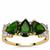 Chrome Diopside Ring with White Zircon in 9K Gold 2.95cts