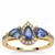 Ceylon Blue Sapphire Ring with White Zircon in 9K Gold 1.60cts