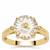 Leher Torus White Topaz Ring with Yellow Diamonds in 9K Gold 3.50cts