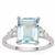 Sky Blue Topaz Ring with White Zircon in Sterling Silver 4.25cts