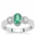 Zambian Emerald Ring with White Zircon in Sterling Silver 0.60ct