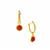 Red Agate Earrings in Gold Tone Sterling Silver 1.2ct