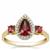 Comeria Garnet Ring with White Zircon in 9K Gold 1.45cts