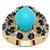 Sleeping Beauty Turquoise, Blue Sapphire Ring with White Zircon in 9K Gold 7.10cts