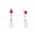 Rose Quartz, White Zircon Earrings with Red Agate in Sterling Silver 26.59cts