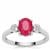 Kenyan Ruby Ring with White Zircon in Platinum Plated Sterling Silver 1.90cts