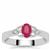 Kenyan Ruby Ring with White Zircon in Sterling Silver 0.65ct