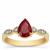 Longido Ruby Ring with White Zircon in 9K Gold 1.05cts