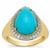 Sleeping Beauty Turquoise Ring with White Zircon in Gold Plated Sterling Silver 5cts