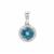 London Blue Topaz Pendant with White Zircon in Sterling Silver 1.70cts