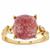 Strawberry Quartz Ring with White Topaz in Gold Tone Sterling Silver 5.4cts