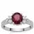 Malawi Garnet Ring with White Zircon in Sterling Silver 1.95cts