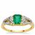 Panjshir Emerald Type II Ring with White Zircon in 9K Gold 1.15cts